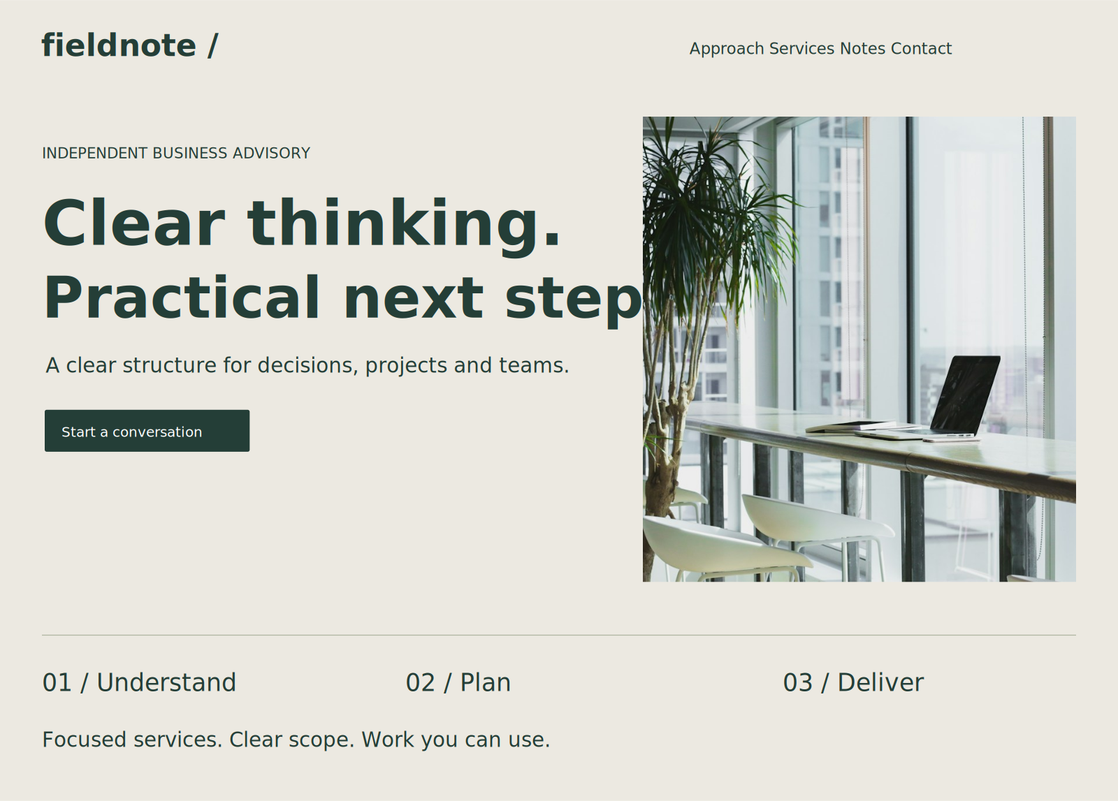 Full view of a single-page website layout concept